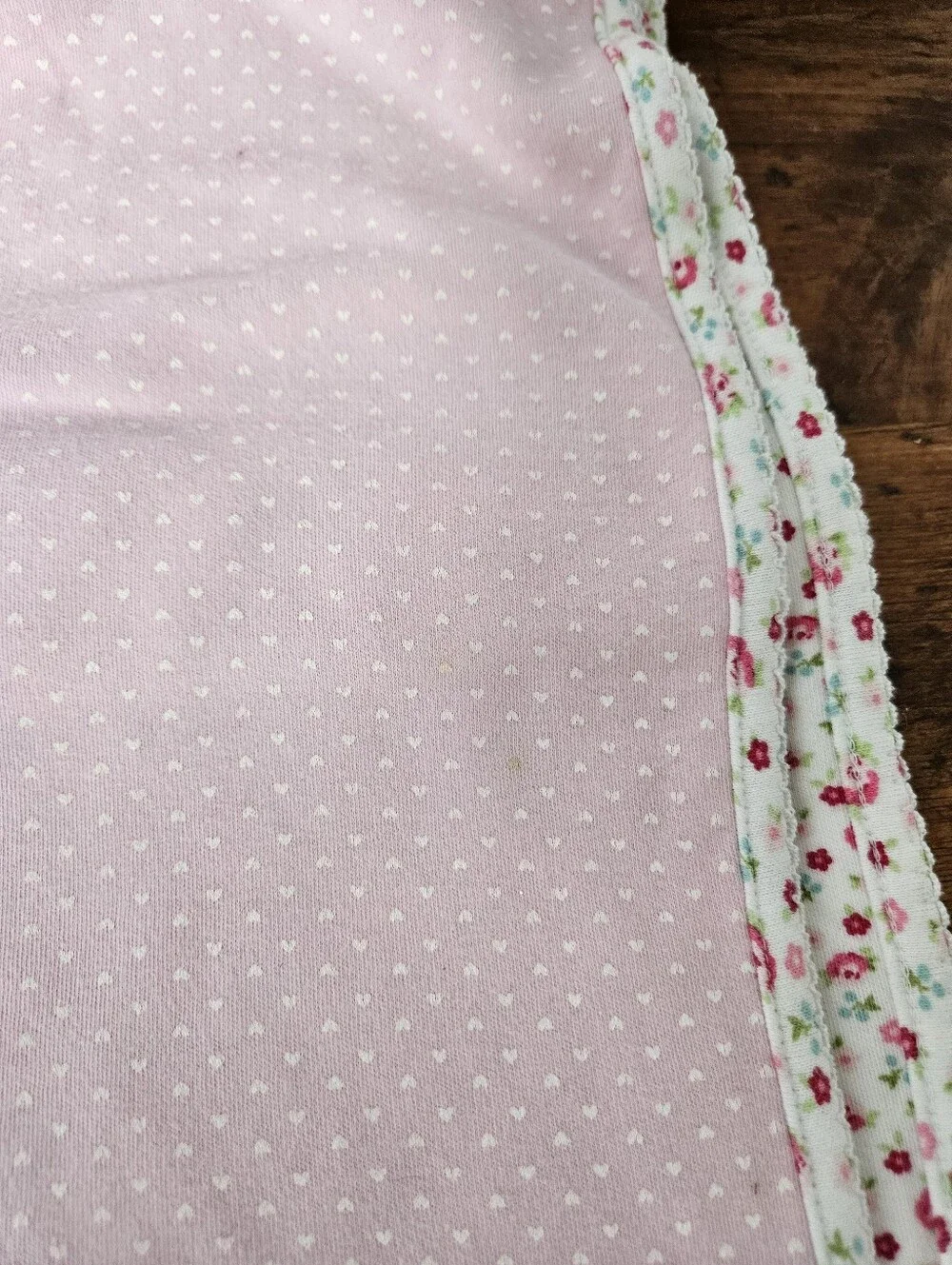 Vintage Carters Cotton Baby Blanket Love Applique Pink With Floral Back